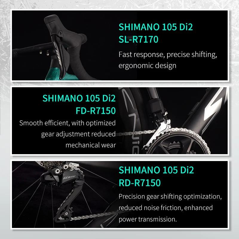 SAVA NEW Blade SLR7 C60 Carbon Fiber Road Bike, 700C Adult DI2 Bike, with SHIMANO 105 Di2 R7170 Components, Full Carbon Racing GlowCart