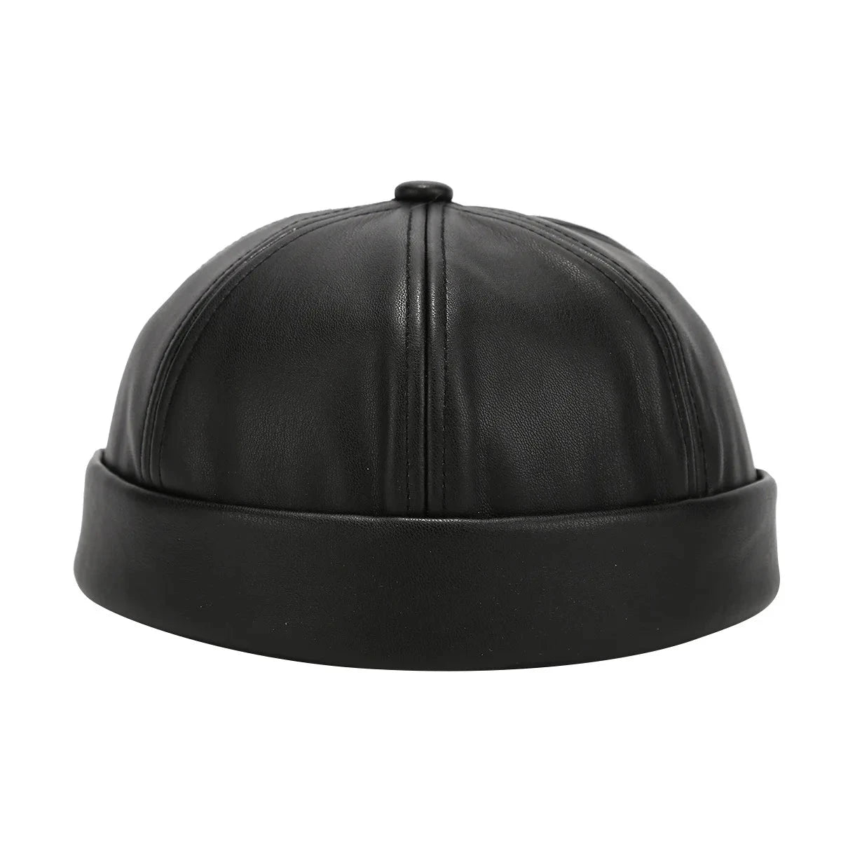 Solid Color PU Leather Landlord Hat Men Women Simplicity GlowCart