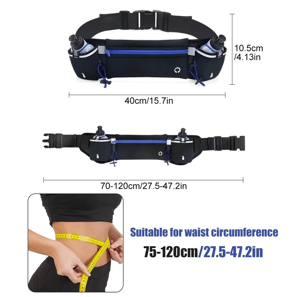 1PCS Hydration Running Belt with Water Bottles for Men & Women – Running Water Bottles, Water Resistant Pouch Fits All Phones GlowCart
