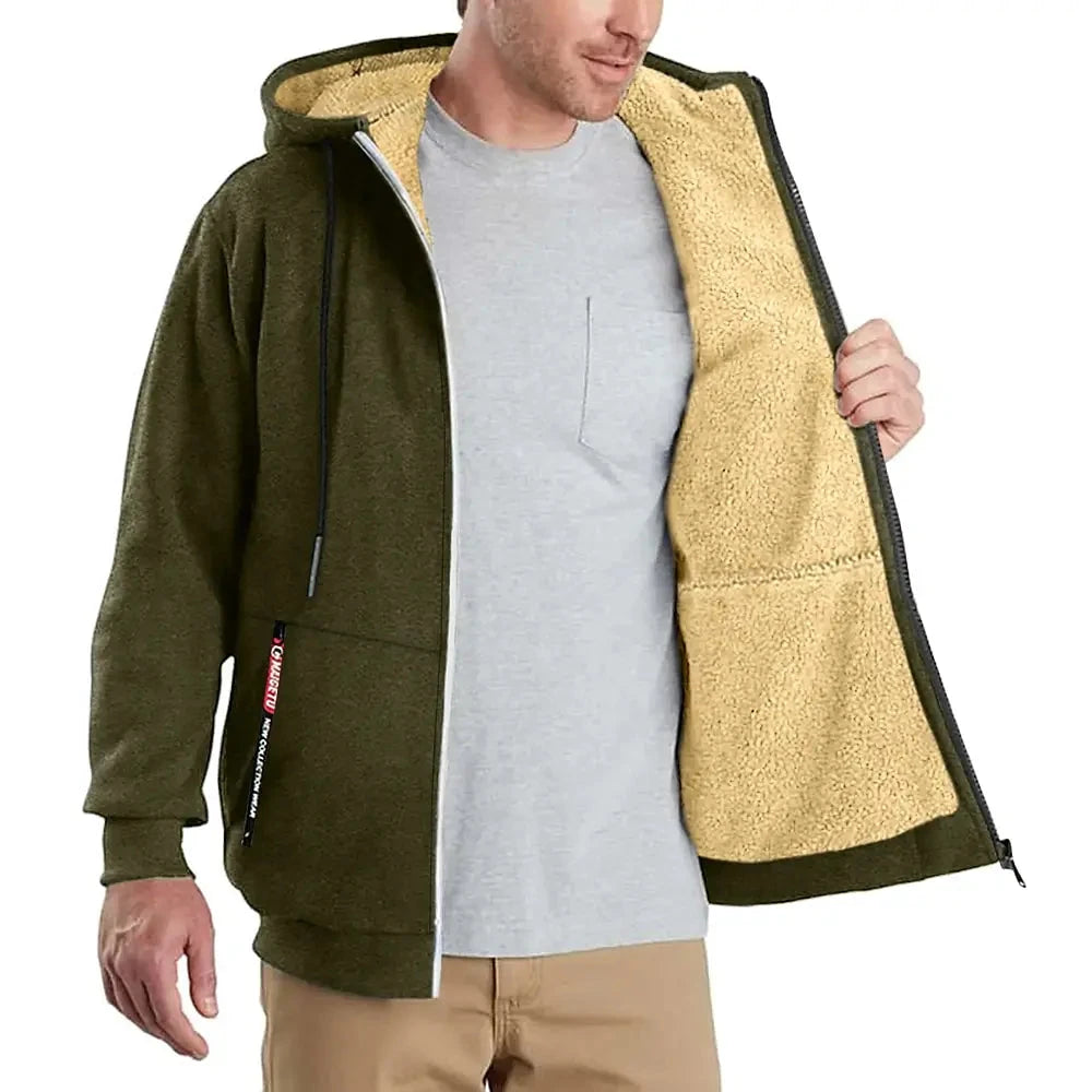 Trendy Sweatshirt Coat Front Pockets Warm Zipper Lamb Wool GlowCart