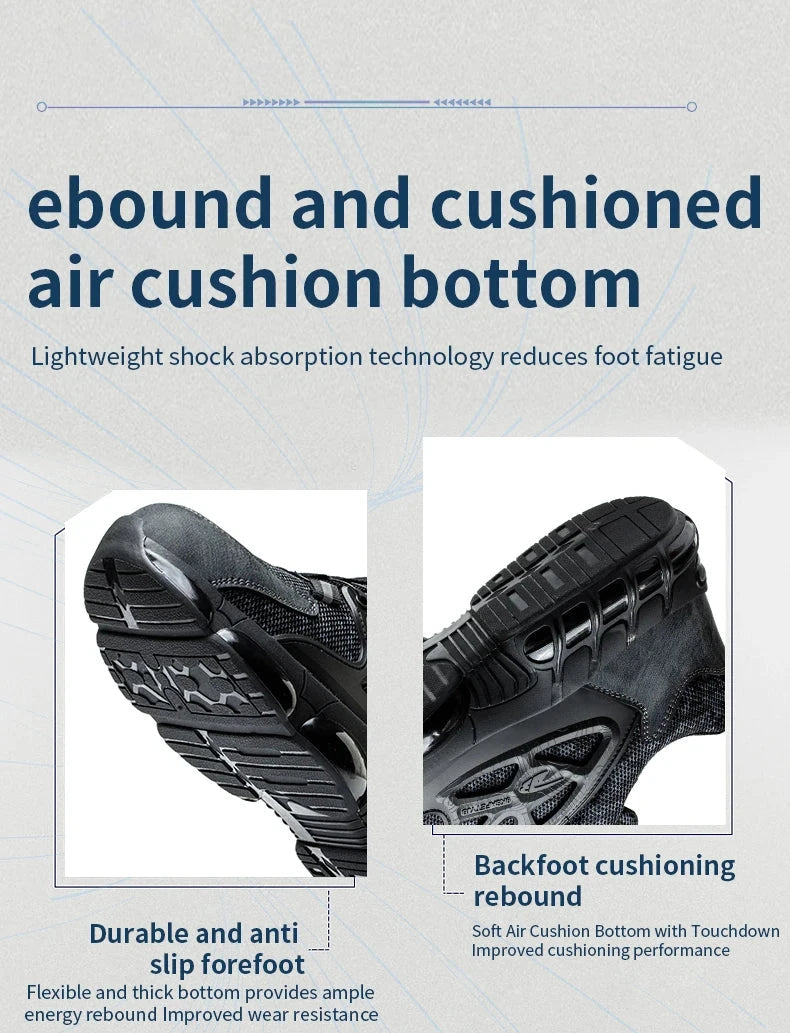 Rotating Button Safety Shoes Men Steel Toe Sneaker Air GlowCart