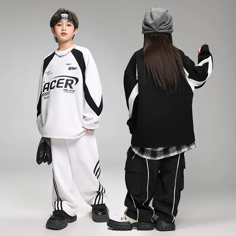 Children's Teen Boys Girls Streetwear Hiphop Sweatshirt Cargo Pant Sets Tracksuits Performance Clothing Kids Tshirt Trousers GlowCart