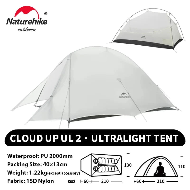 Naturehike Cloud Up 2 People Tent Ultralight 20D Camping GlowCart