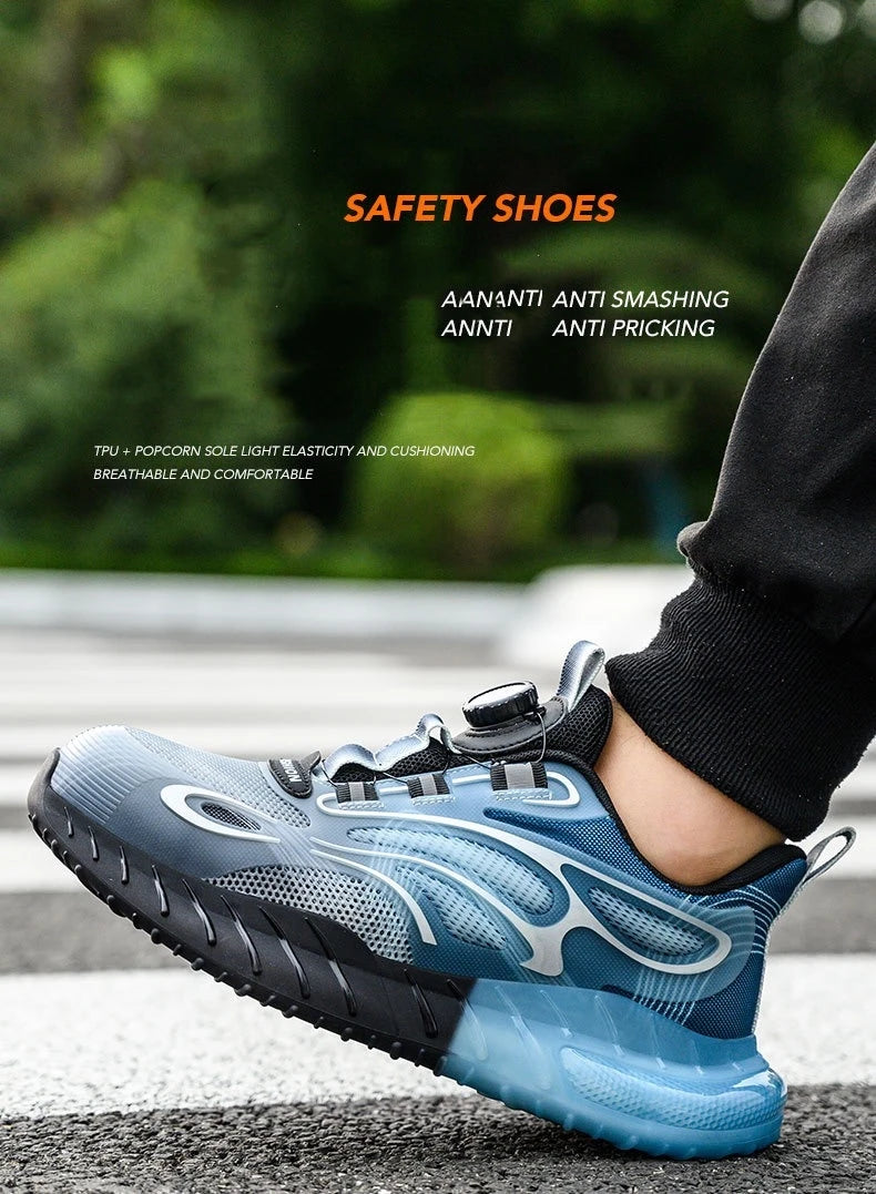 High-top men's all-season universal steel head anti-smash anti-puncture rotating buckle non-slip wear-resistant safety shoes GlowCart