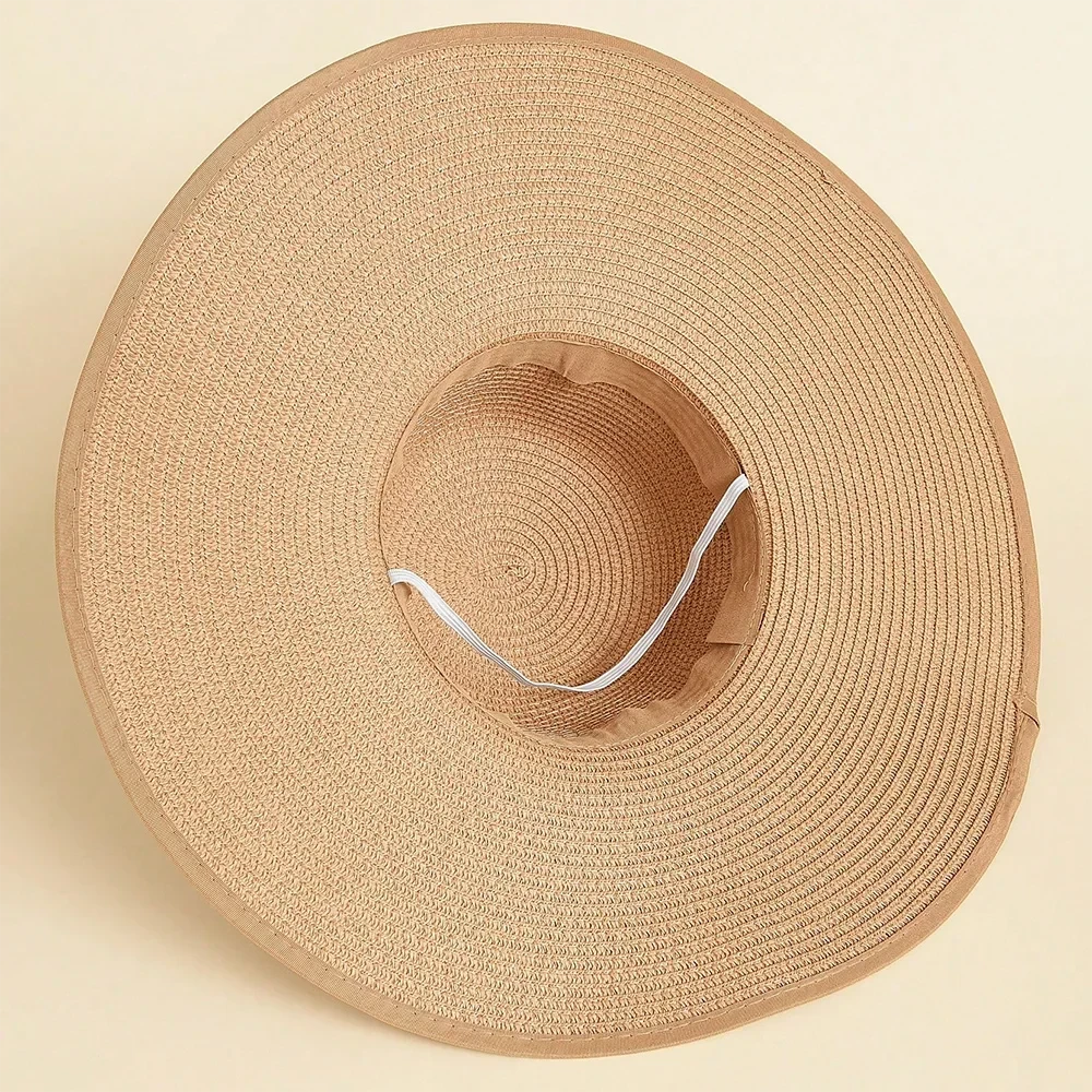 1pc Women's Oversize Brim Straw Hat Women's Summer Sun Block GlowCart
