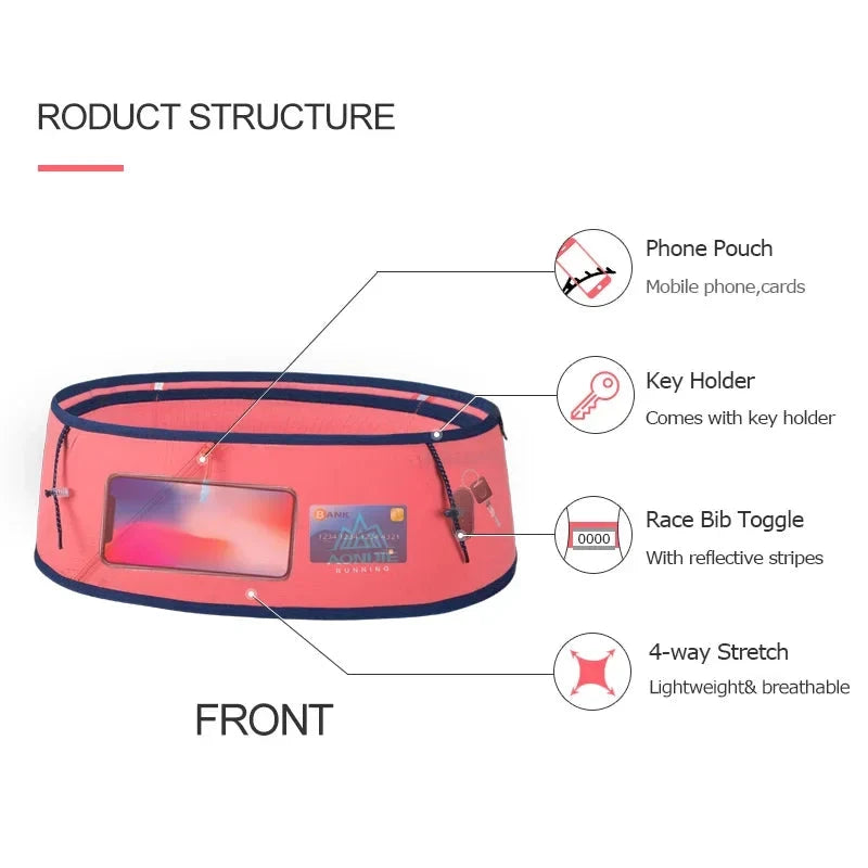 AONIJIE W8101 Hydration Running Belt Waist Pack Travel Money Bag Trail Marathon Gym Workout Fitness Mobile Phone Holder GlowCart