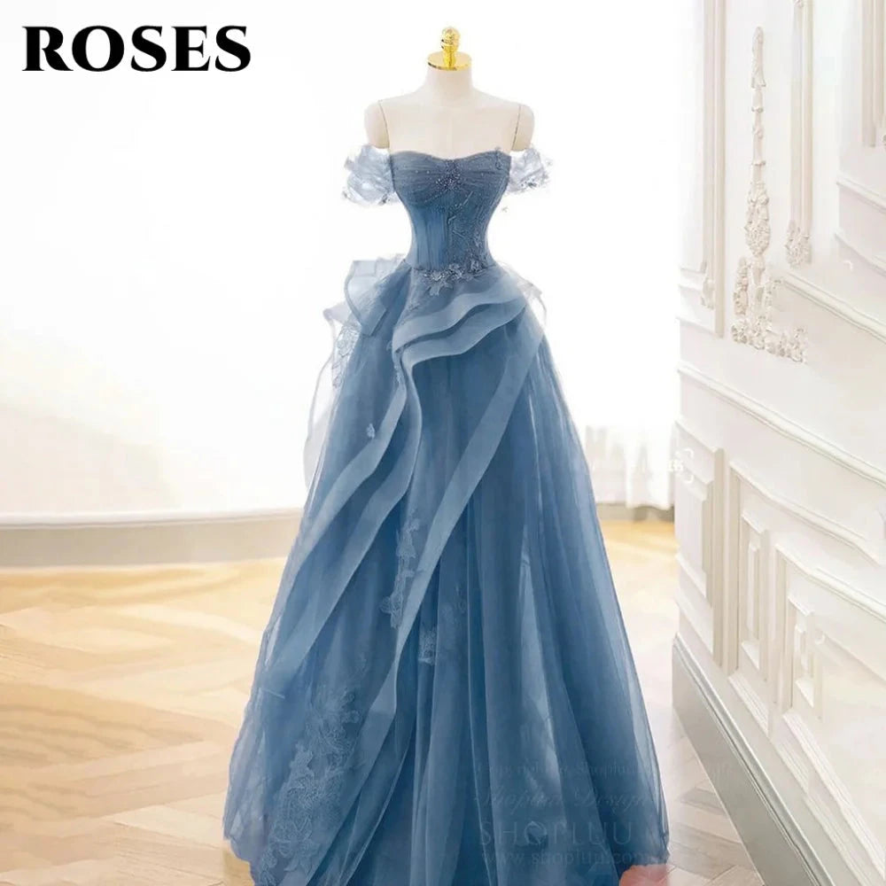 ROSES Sage Green Prom Dress Appliques Tulle Celebrity GlowCart