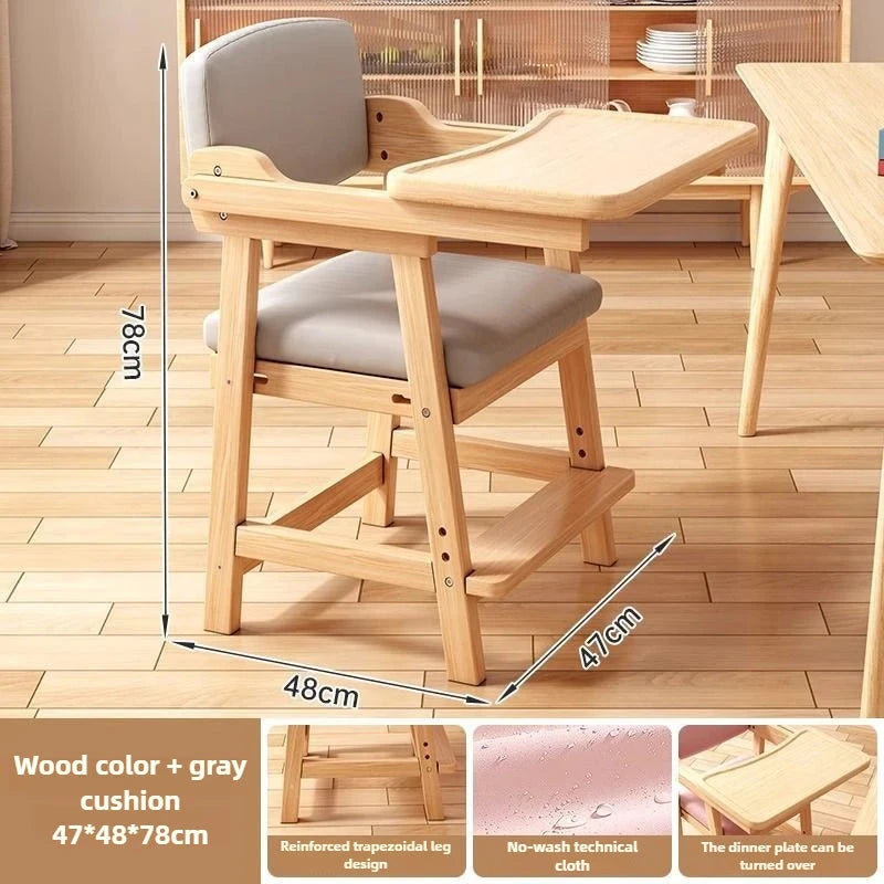 Pure Solid Wood Children’s Dining Chair Baby Foldable Dining Chair for Home Dining Table Simple Baby Chair for Eating Andgrowing GlowCart