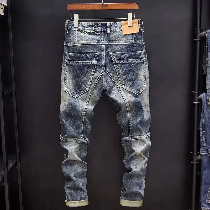 Spring and Autumn New Fashion Trend Retro Solid Color Elastic Small Legs Men's Casual Relaxed Comfortable Breathable Jeans GlowCart