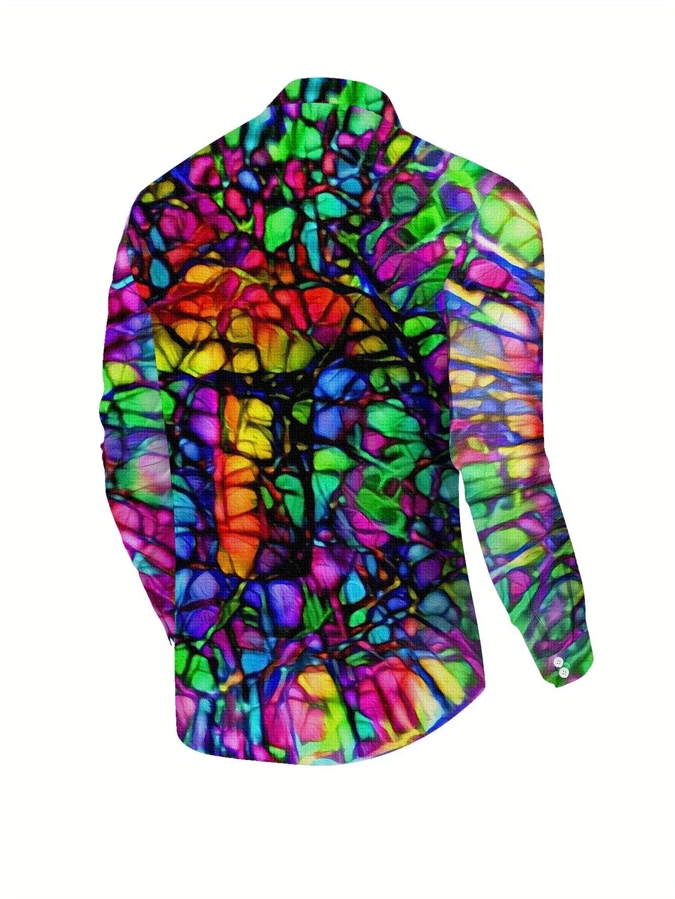 Men's long-sleeved shirts with bold abstract prints - bright GlowCart