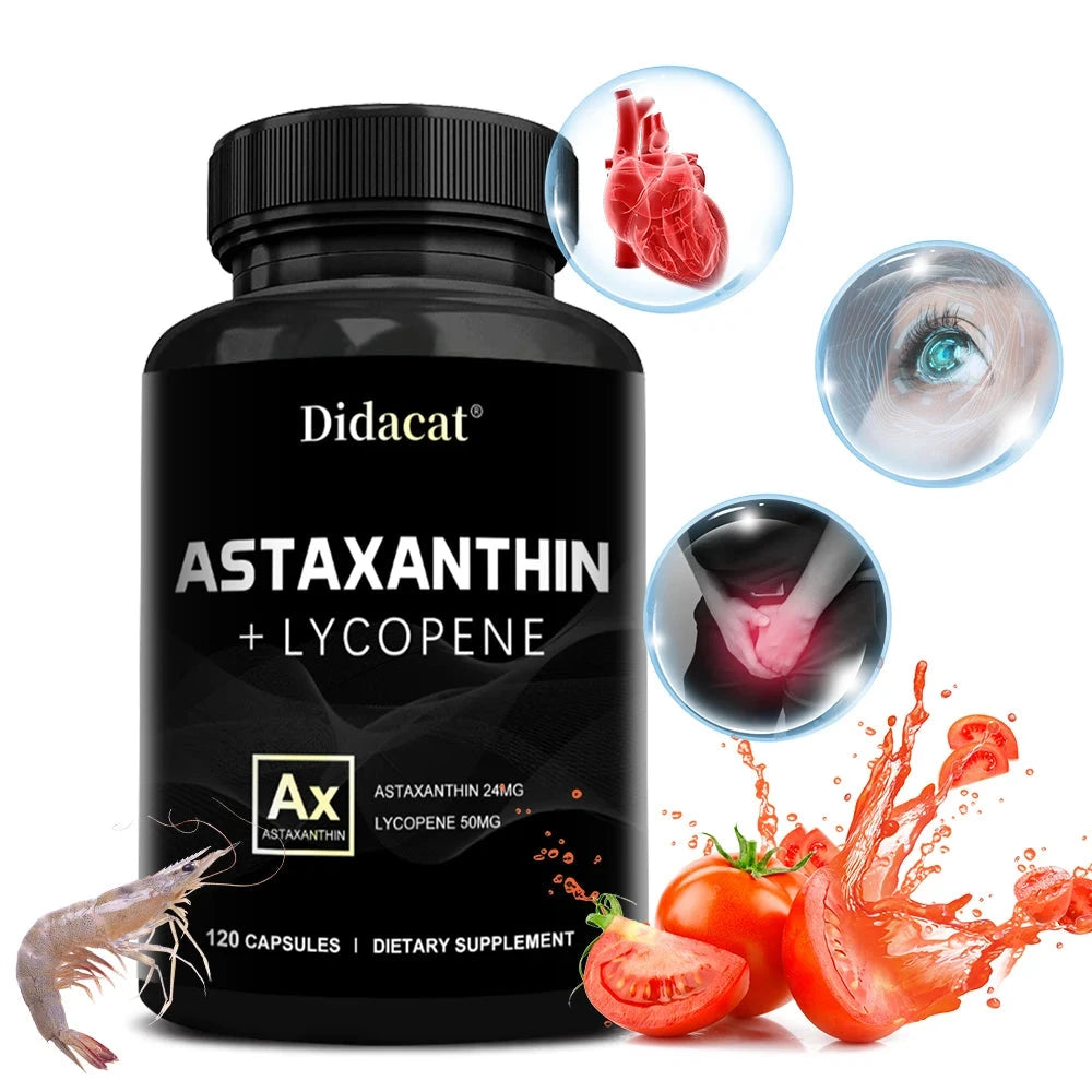 Astaxanthin 24mg + Lycopene 50mg , Natural Antioxidant From GlowCart