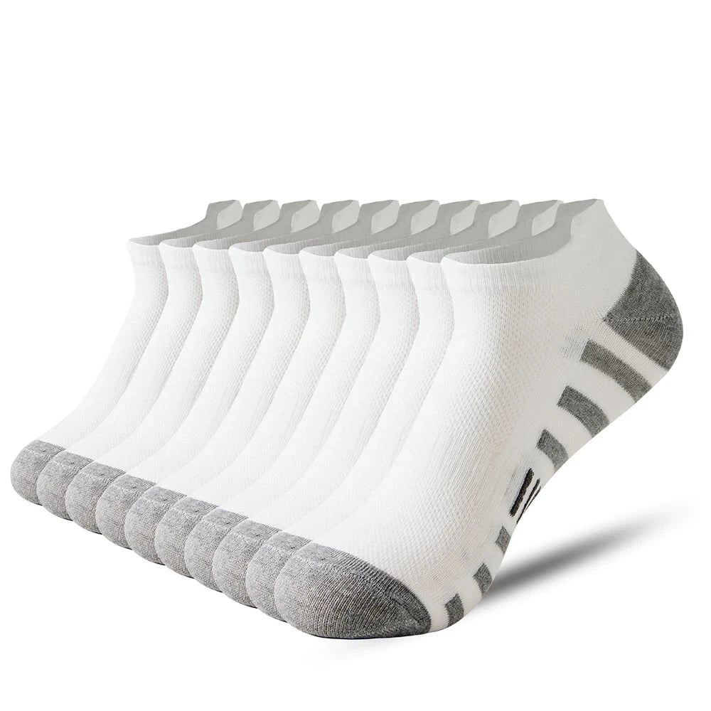 10 Pairs Men's Ankle Socks Summer Thin Men's Mesh Breathable Sports Short Socks Black Teenager Striped student Socks Gift 39-44 GlowCart