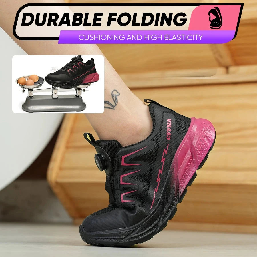 Rotating Buttons Work Safety Shoes For Women Men Steel Toe Shoes Puncture-Proof Women Work Sneakers Lightweight Protective Shoes GlowCart