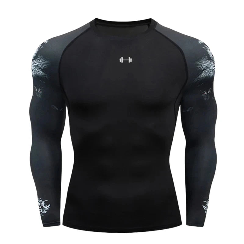 Gym Compression Dry Fit Men's Long Sleeves Fitness T-shirt Spring And Autumn Outdoor Sports Running Tees Sportswear Tops T-shirt GlowCart