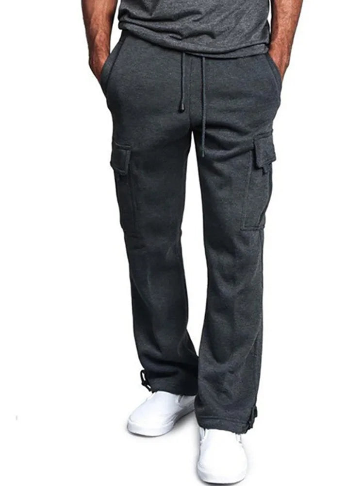 Men's  Cargo Pants Loose Drawstring Sweatpants with Pockets Sports Straight Trousers Jogging Long Pants Hip Hop Streetwear GlowCart