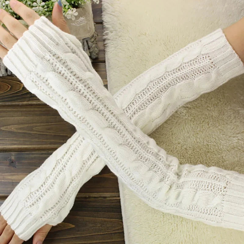 Winter Women's Mitten Knitted Arm Warmers Long Fingerless GlowCart