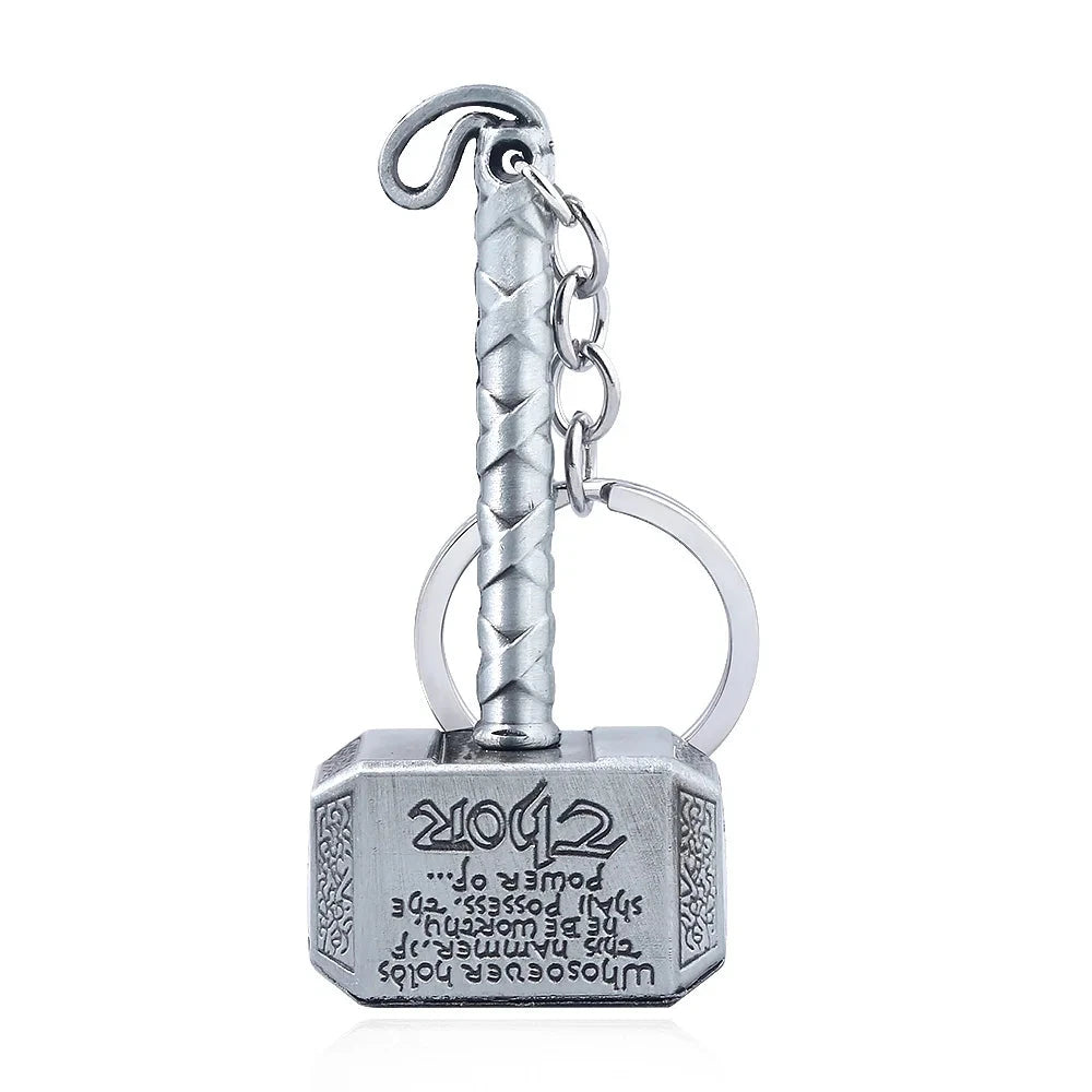 Thor Hammer Metal Keychain Movie Key Ring Cosplay Prop Key GlowCart