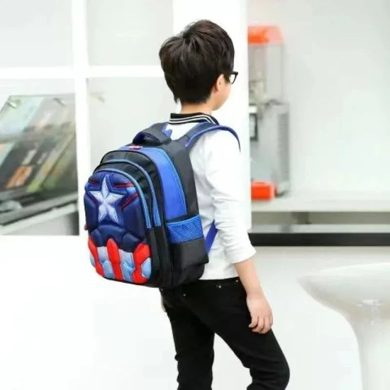Primary school student cartoon schoolbag boy backpack kindergarten 3D three-dimensional hard shell Captain America backpack GlowCart