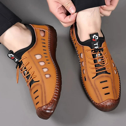 Men's Soft Leather 2024 Summer Men Leather Sandals GlowCart