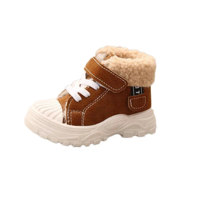 2021 Children Warm Boots Winter New Boys Plus Thicken Velvet Cotton Shoes Girls Waterproof Short Boots Baby Cotton Boots GlowCart