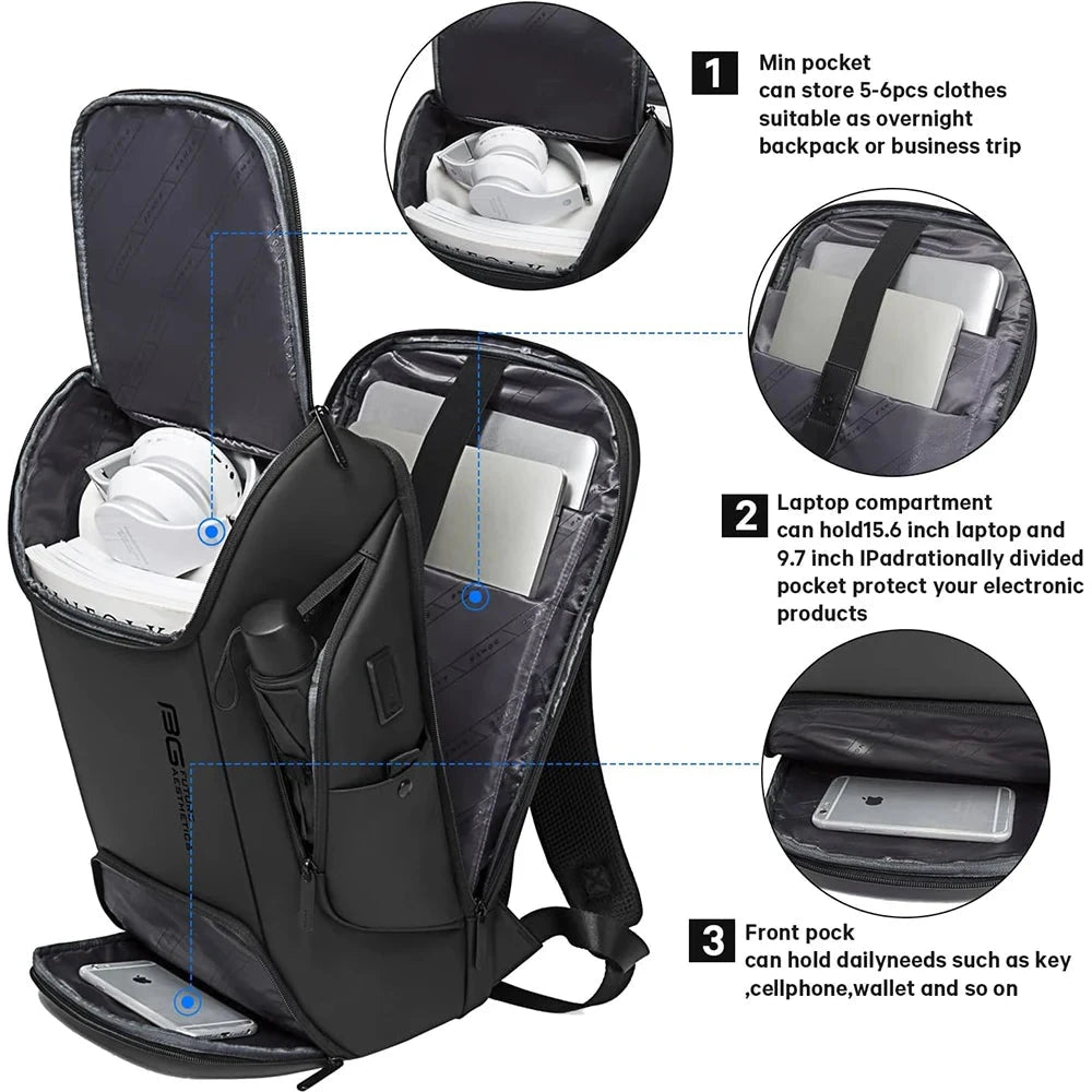 BANGE Business USB Charging Smart Backpacks Fits 15.6 Inch GlowCart