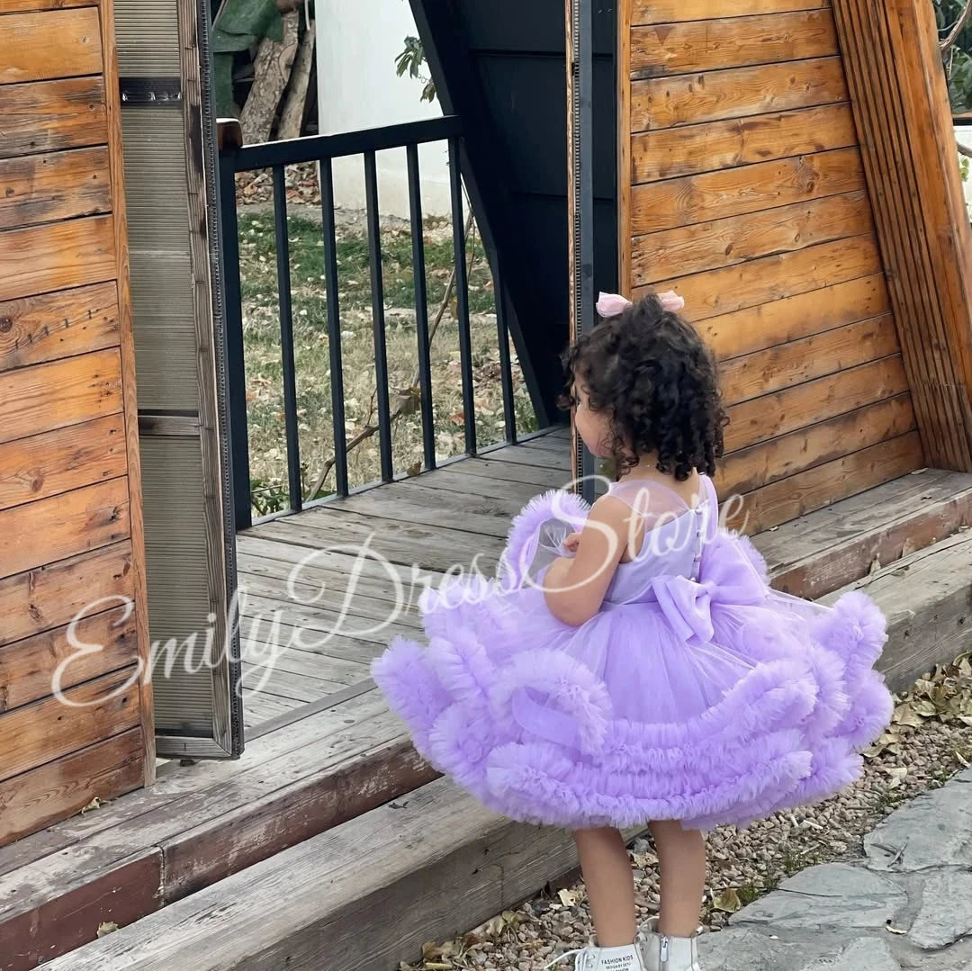 Customized Purple Flower Girl Dress For Wedding Applique GlowCart