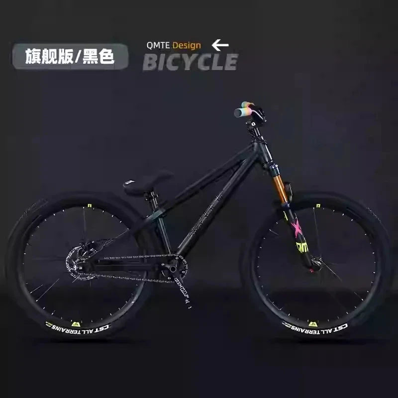 26inch Single Speed XC Mountain Bike AM Mtb Bike Cross Country Bicycle High Strength Frame Oil Disc Brake Oil and Spring Fork GlowCart