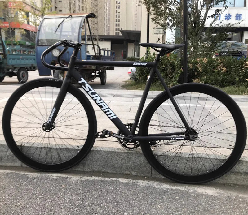 Tsunami SNM100 Fixie Fixed Gear Bike Track Single Speed Racing Bicycles 700C Aluminum Frame Cycling Parts Customizable No Brake GlowCart