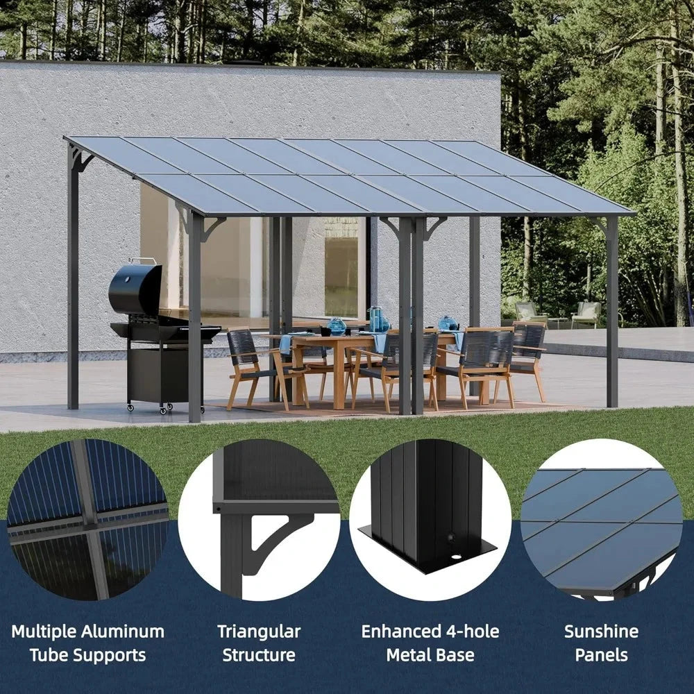 8x10FT Outdoor Pergola, Gazebo Pergola with Sloped Roof, GlowCart