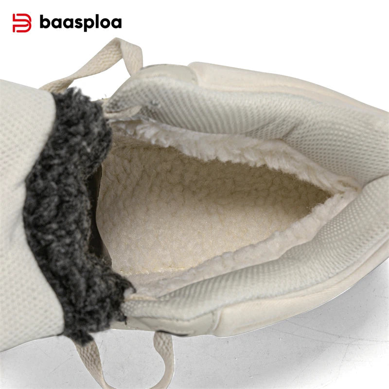 Baasploa Men Winter Sneakers Casual Skateboard Shoes for Men Comfort Plush Warm Cotton Shoes Non-Slip Outdoor Male Sneakers GlowCart
