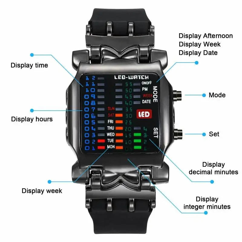 LED Watch Men Fashion Creative Crab Type Electronic Watch GlowCart