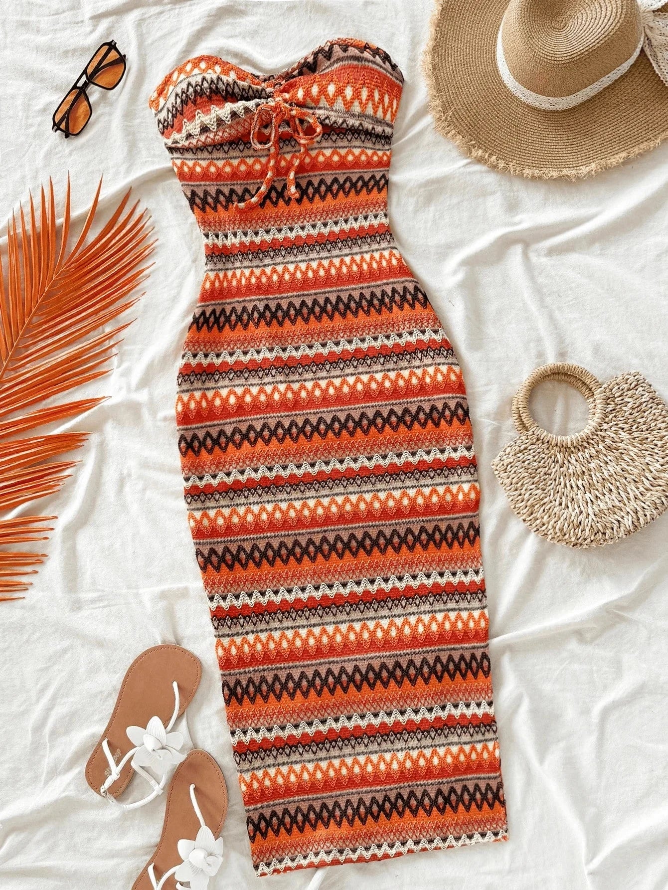 Women's Casual Sexy Bow Wrap Chest Patchwork Slim Dress GlowCart