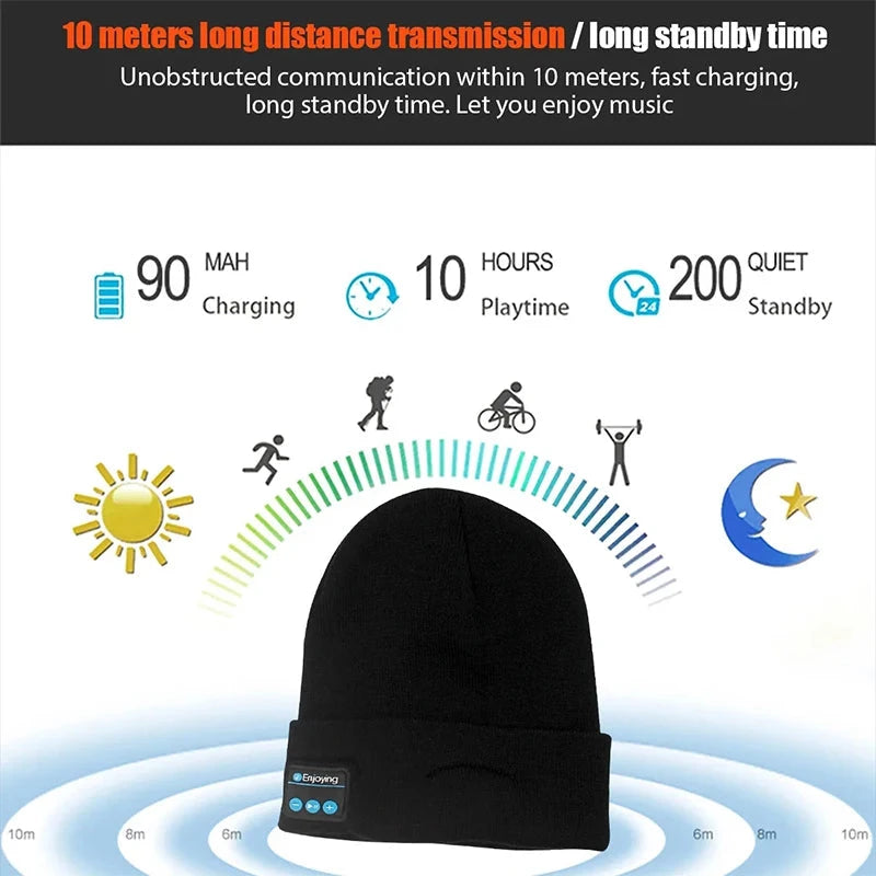 Winter Sports Bluetooth Hat Warm Beanie Music Wireless GlowCart