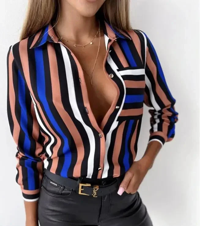 Women Geometric Print Shirt, Spring and Autumn Fashion GlowCart