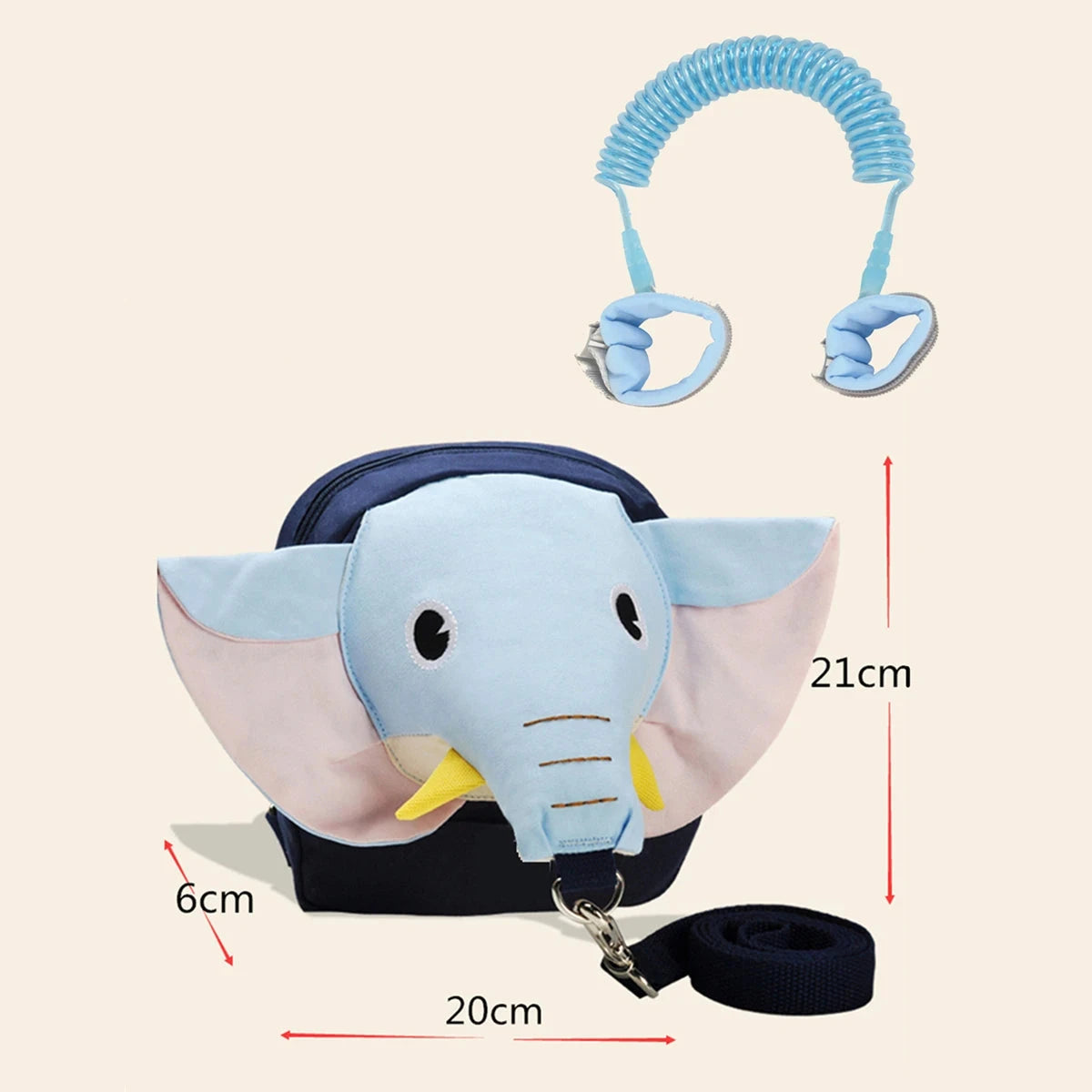 Cartoon anti walking lost shoulder backpack baby girls boys Elephant small bags with traction rope anti lost toddler schoolbag GlowCart