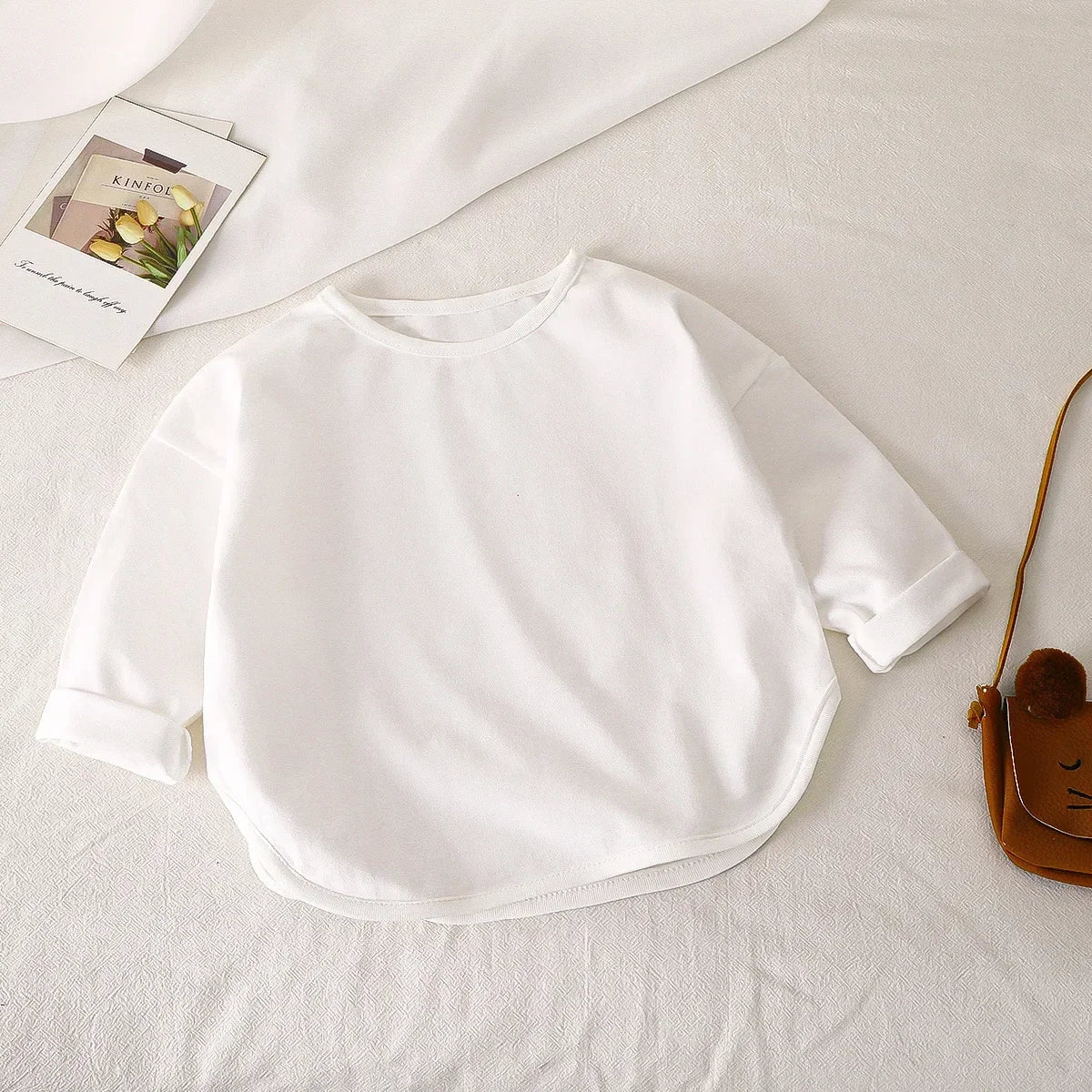 Autumn Boy Girl Baby O-neck Solid Bottoming Shirt Children Simple Casual Long Sleeves T-shirt Kid Cotton Tops Infant Unique Tees GlowCart