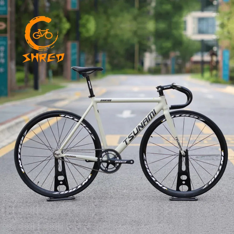 Tsunami SNM100 Fixie Fixed Gear Bike Track Single Speed Racing Bicycles 700C Aluminum Frame Cycling Parts Customizable No Brake GlowCart