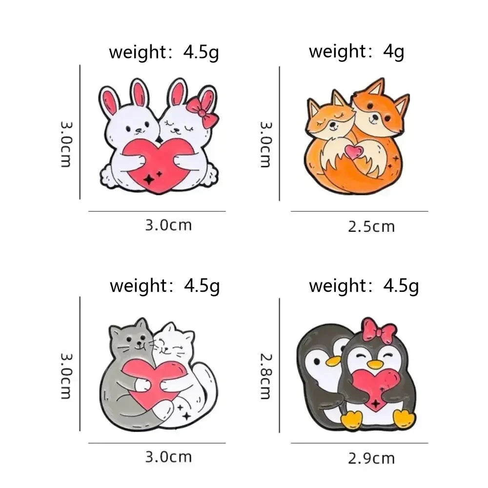 Cartoon Animal Cat Penguin Couple Enamel Badge Cute Rabbit GlowCart