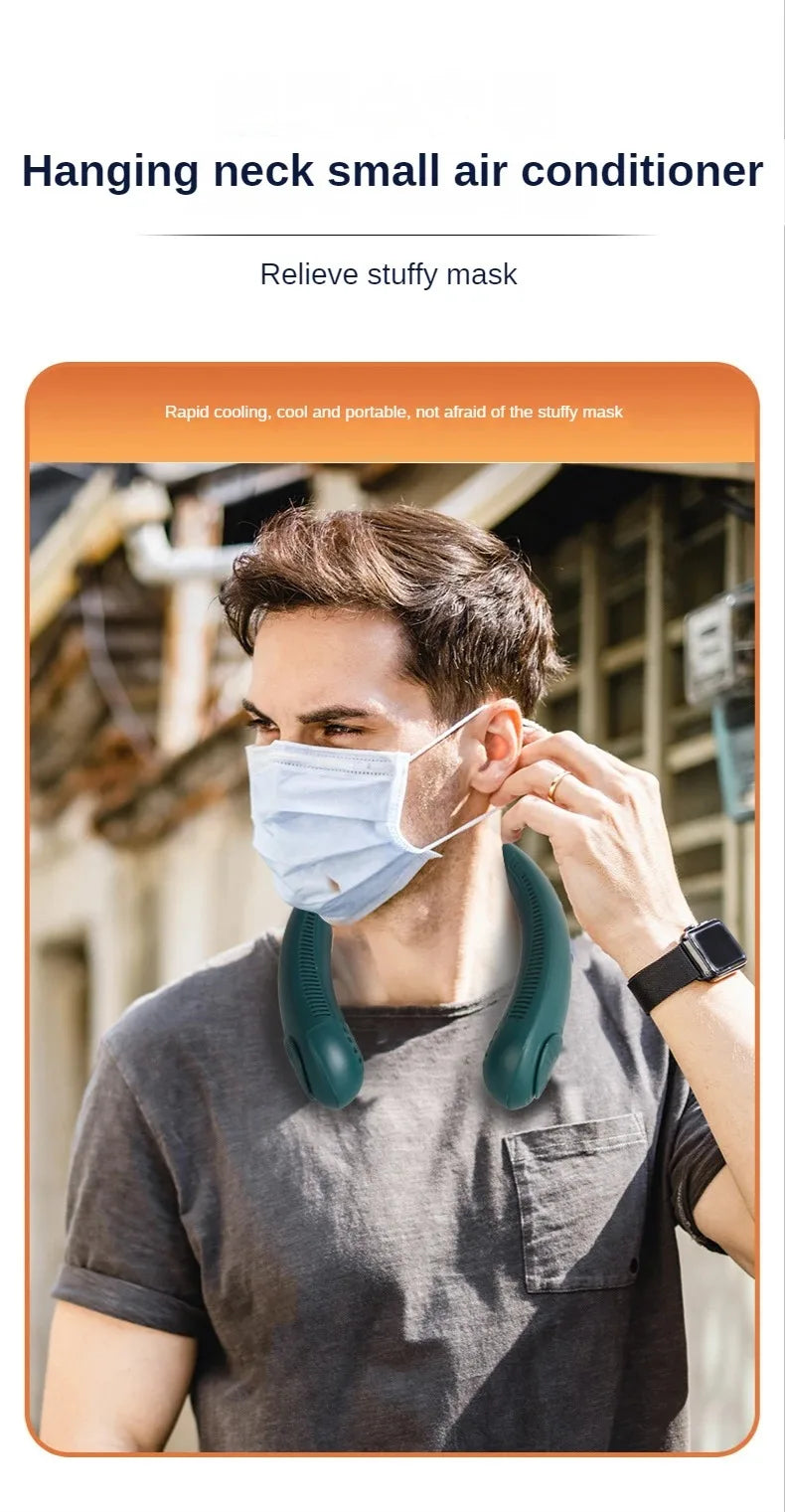 Portable Neck Fan, Mini Bladeless Hanging Neck Fan 1200mAh