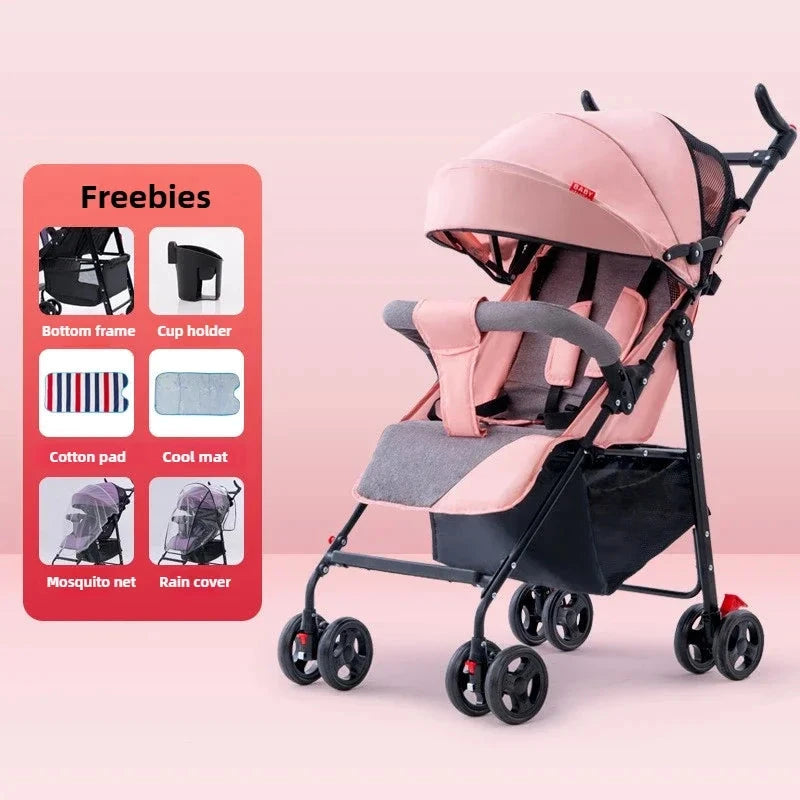 Baby Stroller Can Sit or Lie Down, Ultra-light, Portable, Simple Shock-absorbing Folding Baby BB Stroller GlowCart