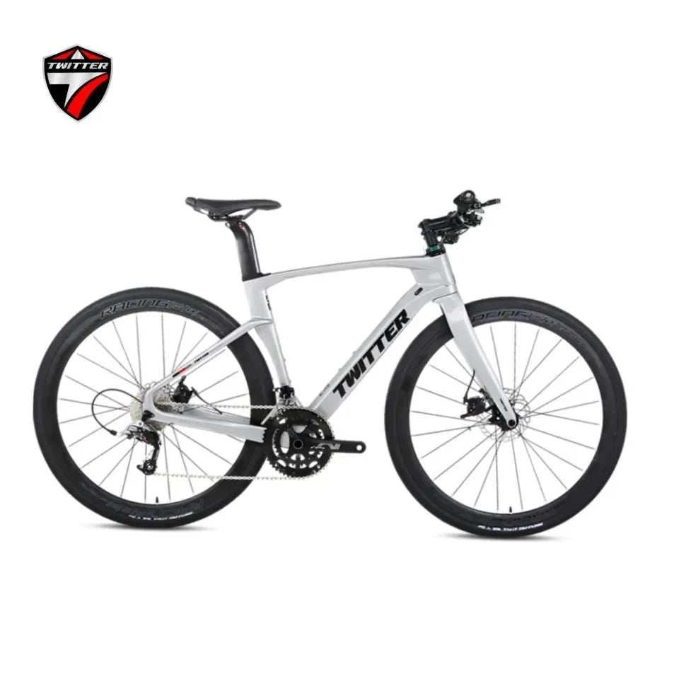 TWITTER GRAVEL-V3 Wheel Peak EDS radio variable 13speed Flat handlebar full carbon fiber gravel road bike hydraulic disc brakes GlowCart