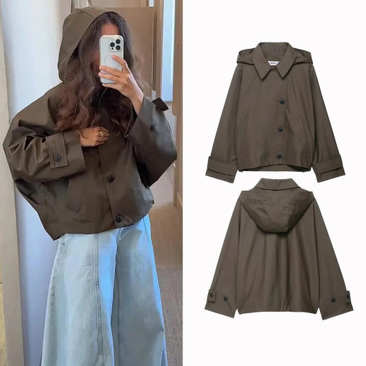2025 Women Oversized Jacket Autumn Fashion Hooded Vintage GlowCart