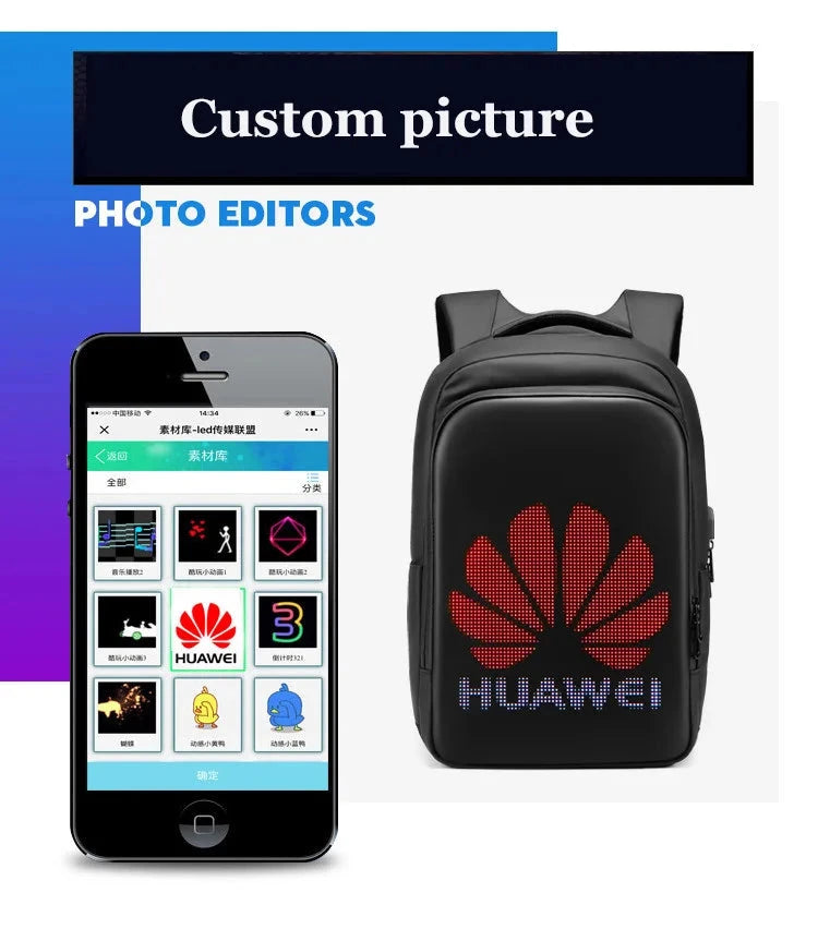 LED Display backpack Business travel 15.6 Inch Laptop GlowCart
