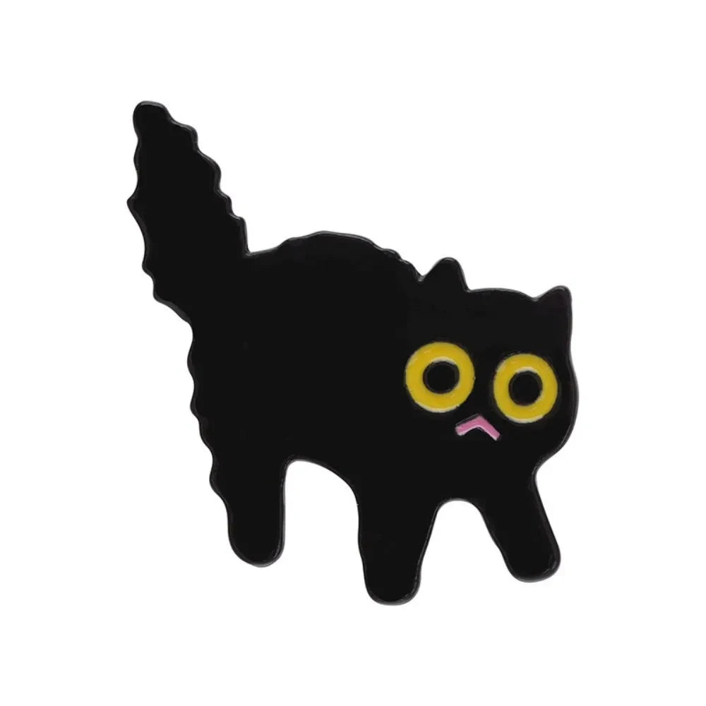 Ew,People Funny Black Cat Enamel Pin Brooches For Women GlowCart
