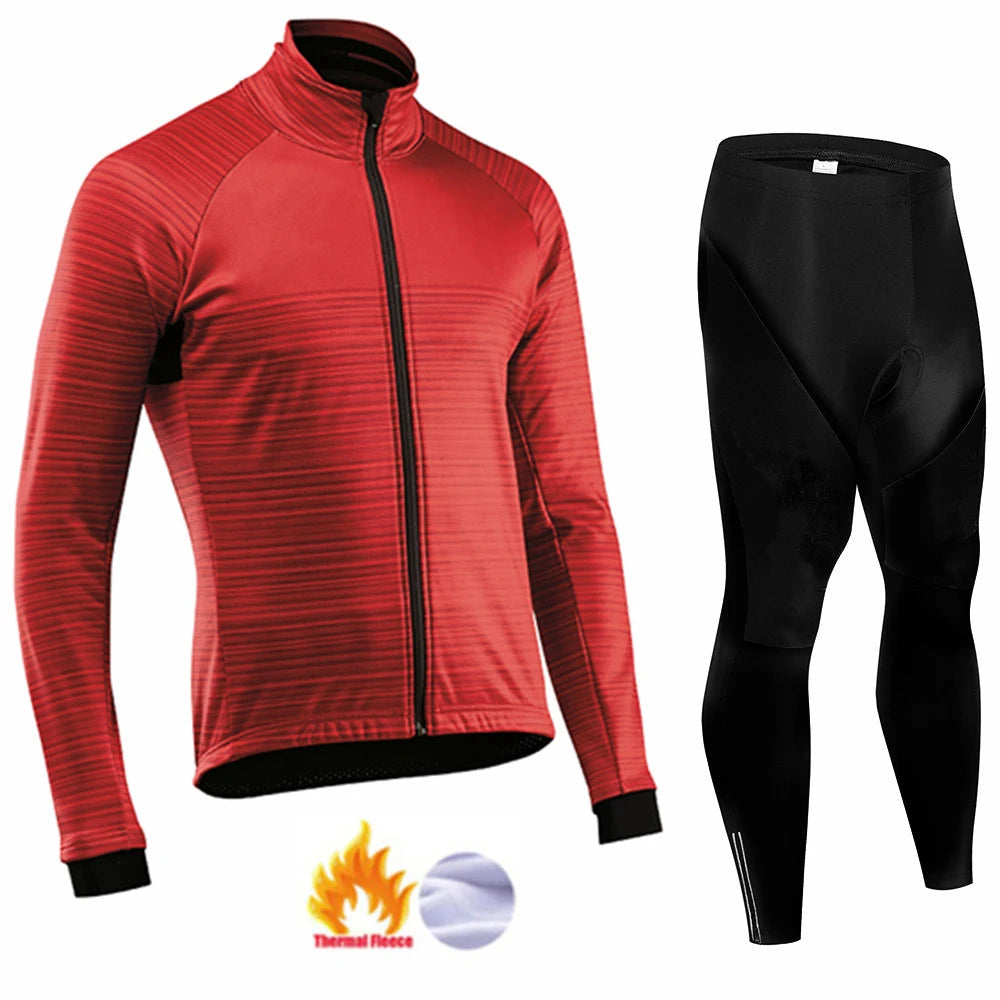 2026 New Thermal Fleece Cycling Jersey Set Winter Long Sleeve MTB Racing Bike Jersey Suit For Men Bib Pants Set Cycling Clothing GlowCart