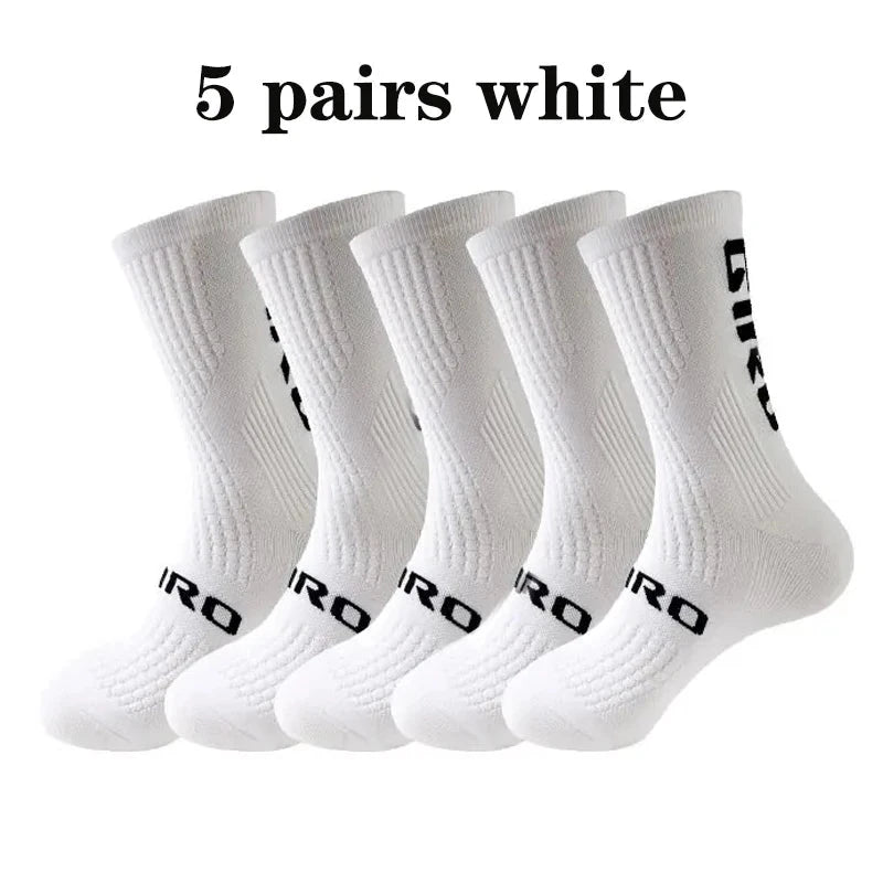 GIR0 5pairs 2026 New Cycling Socks Bike Nurse Compression Road Bike Running Mtb Knee-high White Sports Funny Brand Black GlowCart