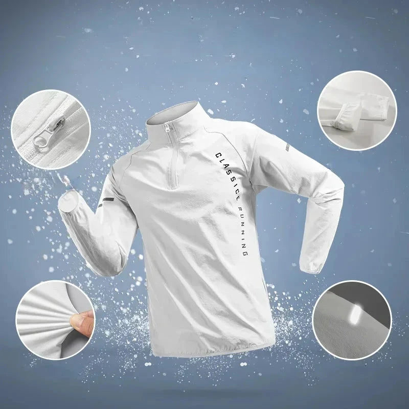 2025 White Men Running Jackets Gym Zipper Hooded Sport Jacke Jogging Training Fitness Sweatshirt Casual Running Sportswear GlowCart