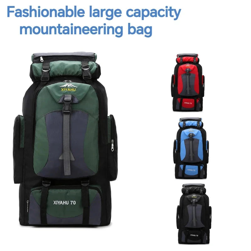 70L Travel Backpack Camping Men Large Hiking Bag Nylon GlowCart