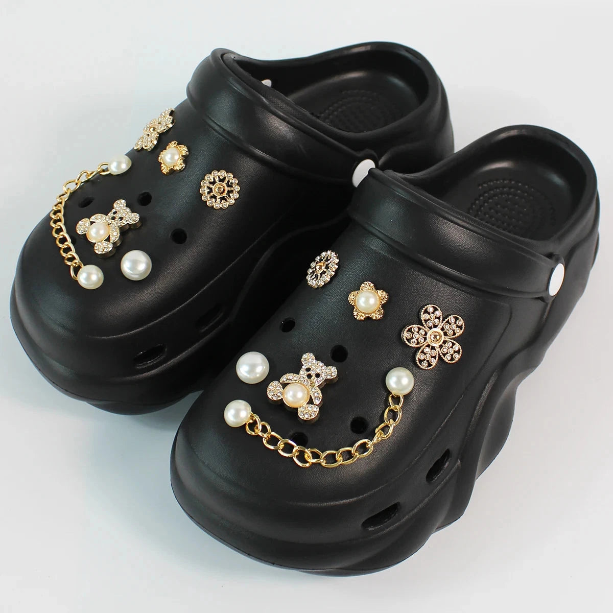 Women DIY Silver Butterfly-Knot Fashion Bow Decor Clogs GlowCart