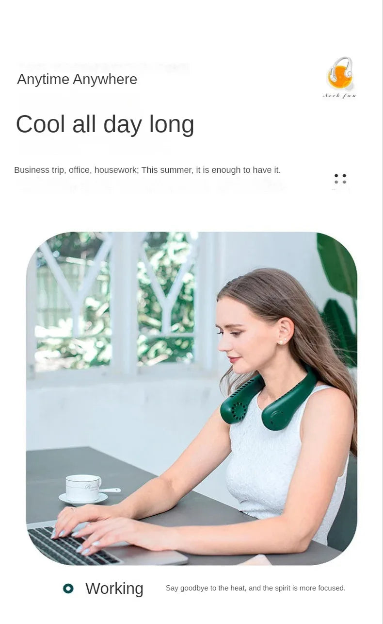 Portable Neck Fan, Mini Bladeless Hanging Neck Fan 1200mAh